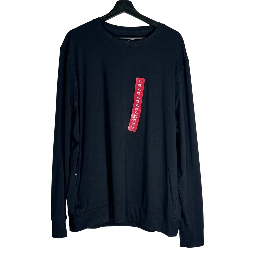 Members Mark Mens Favorite Soft Pullover Black XL Hidden Zipper Pocket MM25549